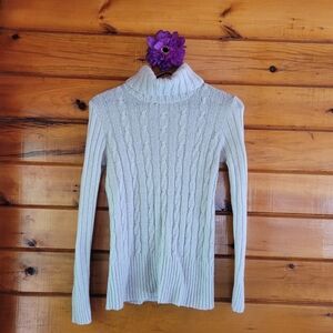 J. Crew Cream Cowl Neck Cable Knit Sweater
